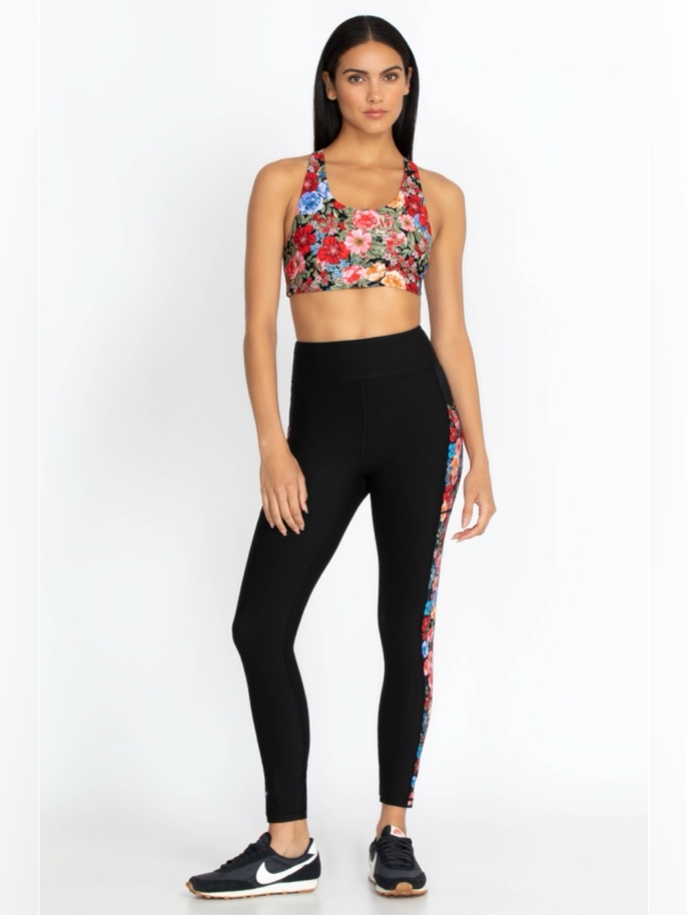 Johnny Was Bee Active Leggings With Pockets Black Rose Size L - Picture 2 of 14